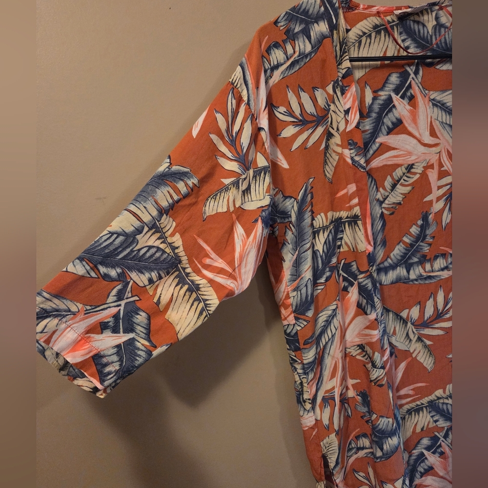 LOFT Tropical Print Duster Kimono Size Small EUC - Picture 2 of 10